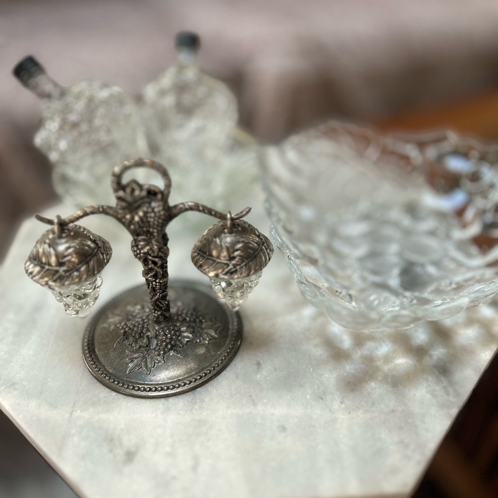 Vintage Silver and Glass Decorative Set